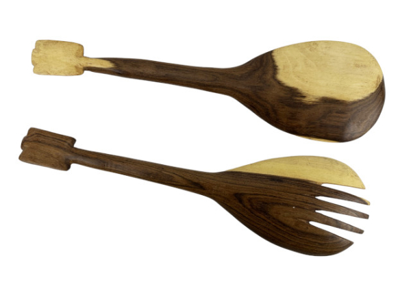 Handgeschnitztes Salatbesteck aus Rosenholz "Elefant"